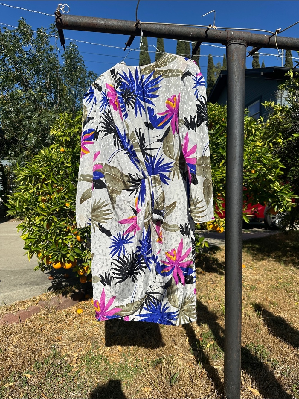 Vintage Capucci Creations Tropical Floral Dress — Blue, Pink, Olive White